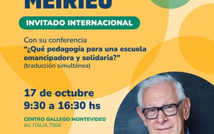 El pedagogo francés Philippe Meirieu disertará en la 14ª Feria Regional de Buenas Prácticas en Educación que organiza Santa Elena